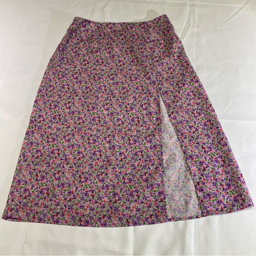 SHEIN Pink A-Line Midi Skirt with Slit